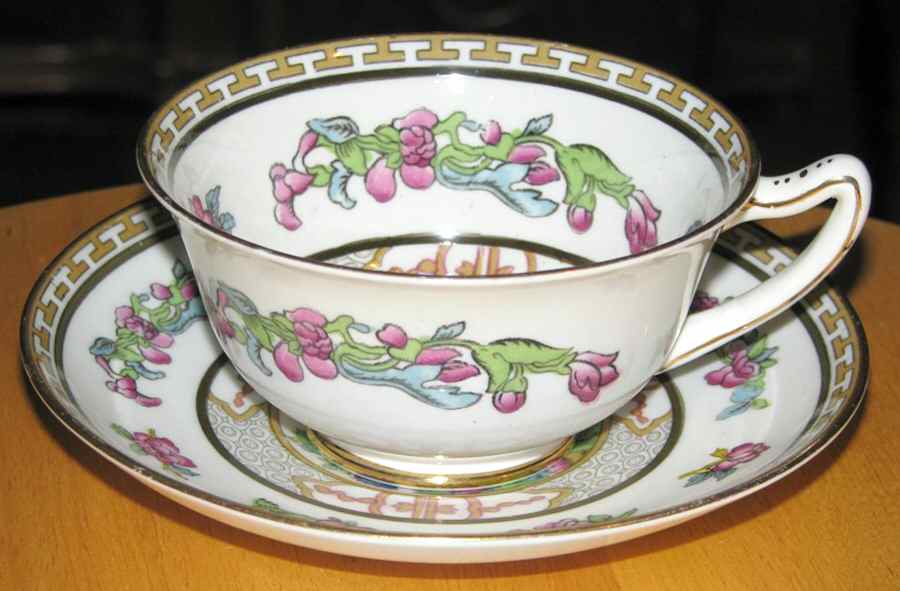Indian Tree (Smooth, Gold Trim) Footed Cup & Saucer Set by Paragon-1