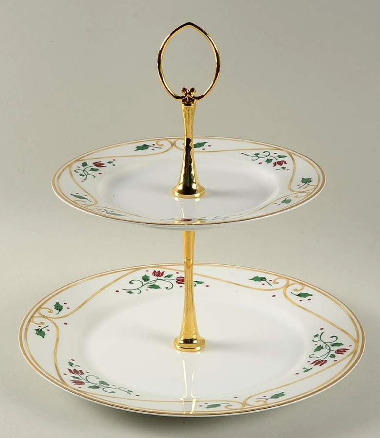 Holiday Accent 2 Tiered Serving Tray (Dinner & Salad Plate) by Princess House-1
