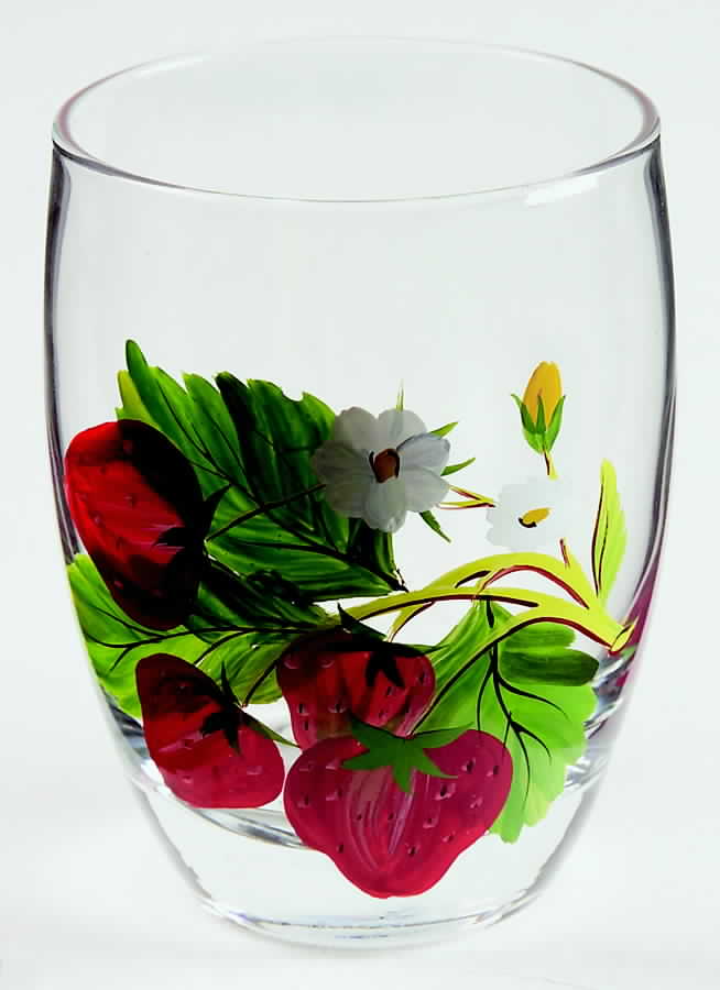 Strawberry Fair Hand Painted Glass Double Old Fashioned by Portmeirion-1