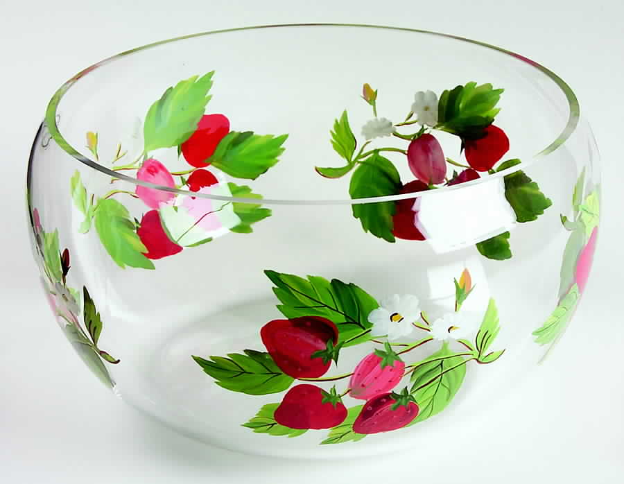 Strawberry Fair Hand Painted Glass Salad Bowl by Portmeirion-1