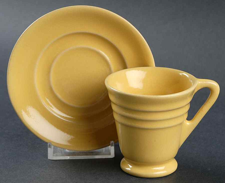 Hostess Ware Yellow Footed Demitasse Cup & Saucer Set by Pacific Clay-1