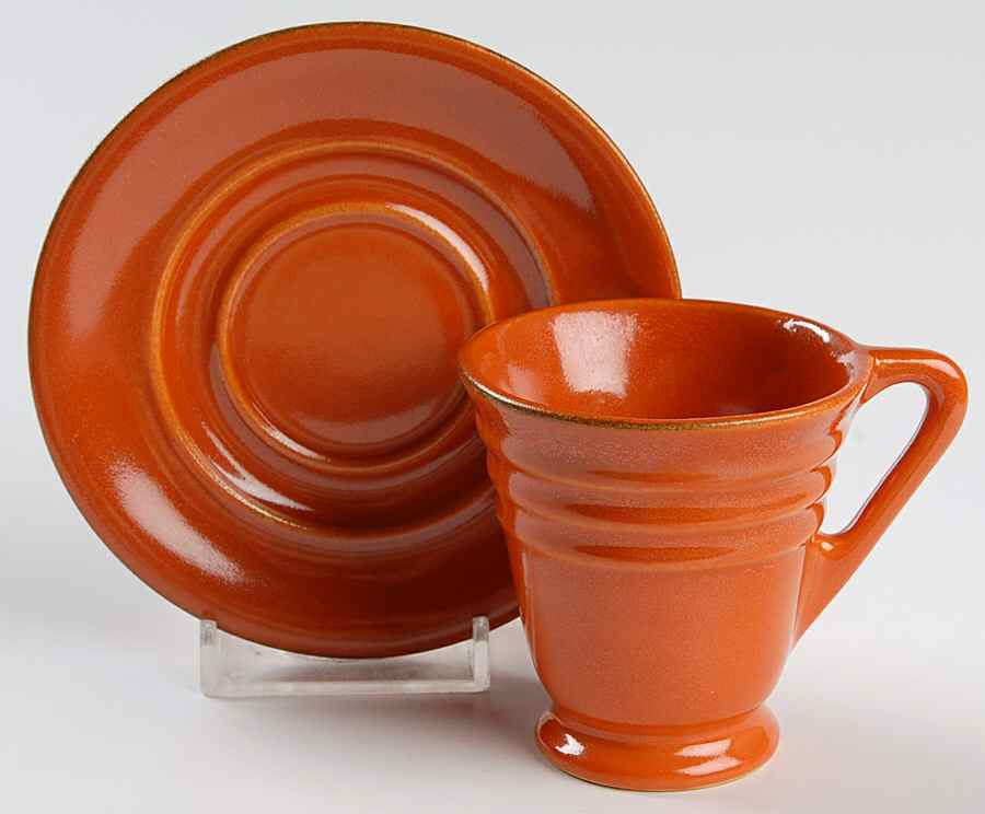 Hostess Ware Red Footed Demitasse Cup & Saucer Set by Pacific Clay-1