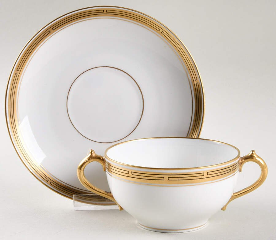 PIC45 Coupe Flat Bouillon Cup & Saucer by Pickard-1