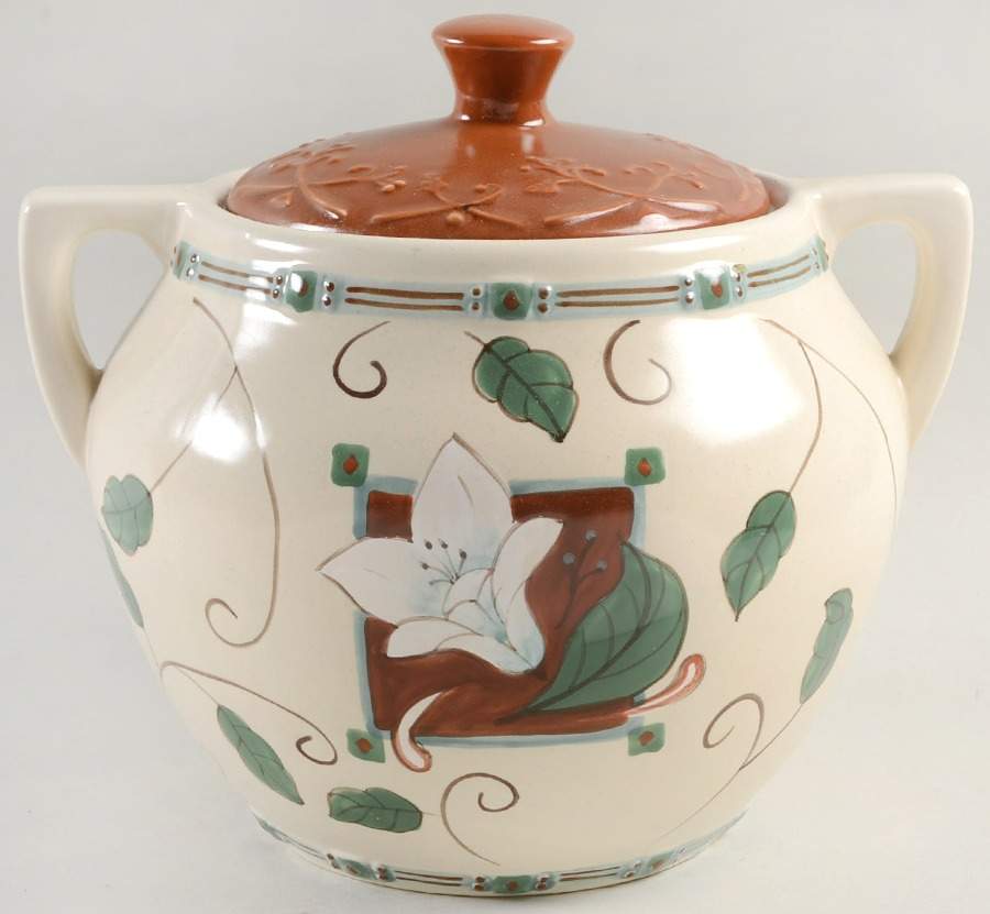 Mission Flower Cookie Jar & Lid by Pfaltzgraff-1