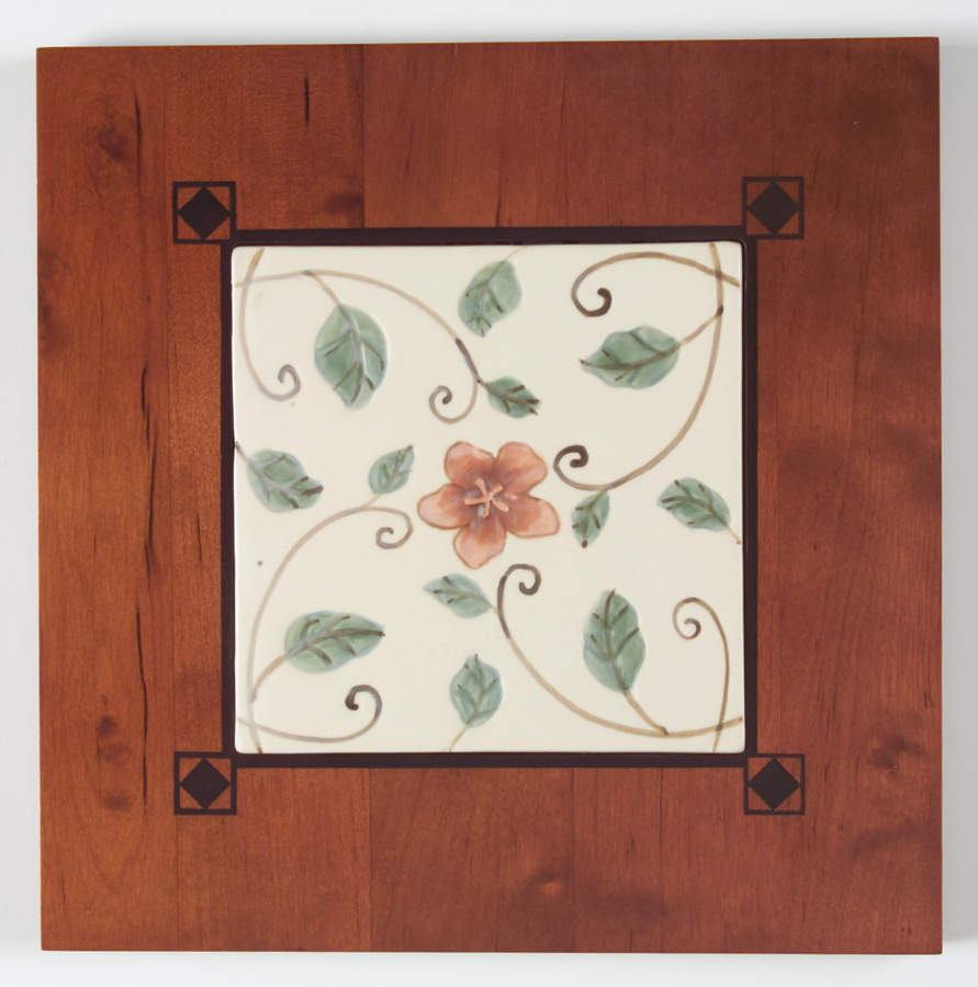 Mission Flower Square Wood Frame  Trivet by Pfaltzgraff-1
