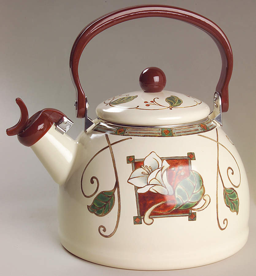 Mission Flower Metal Whistler Kettle & Lid by Pfaltzgraff-1