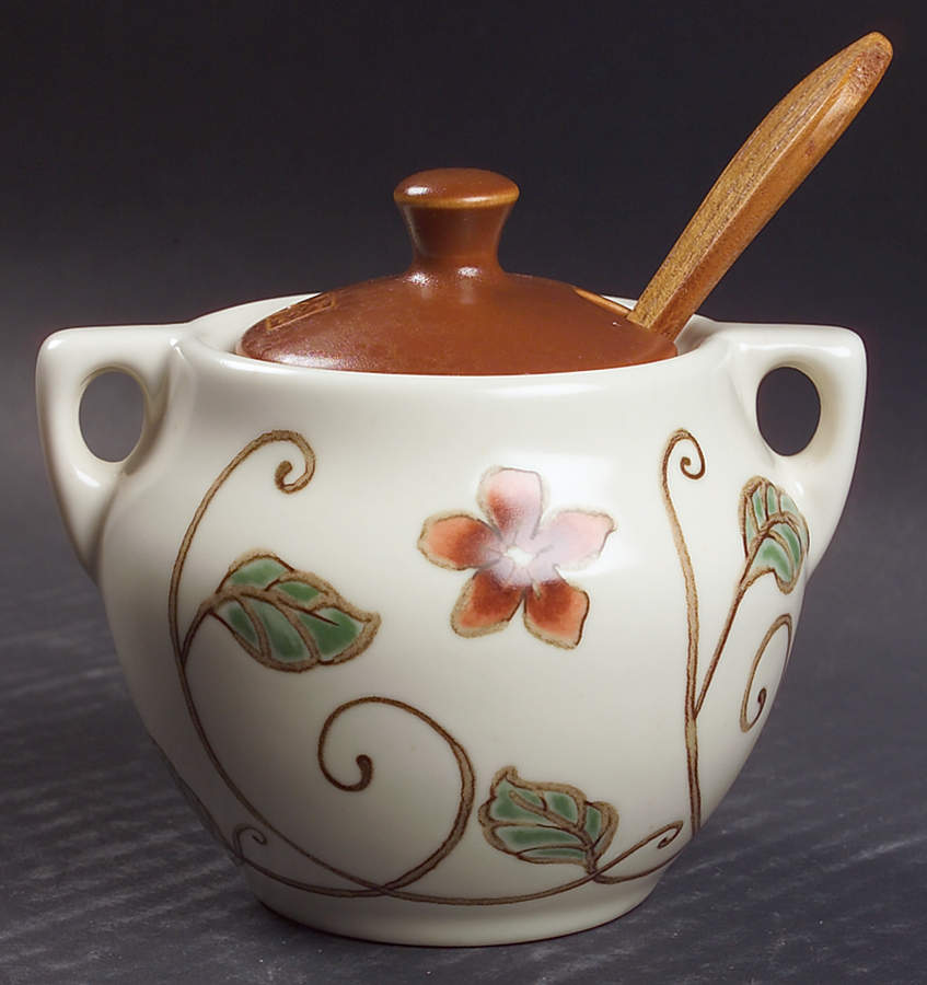 Mission Flower Jam/Jelly & Lid W/Spoon by Pfaltzgraff-1