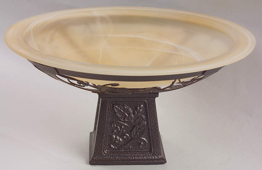 Mission Flower Glass Centerpiece Bowl and Metal Stand by Pfaltzgraff-1