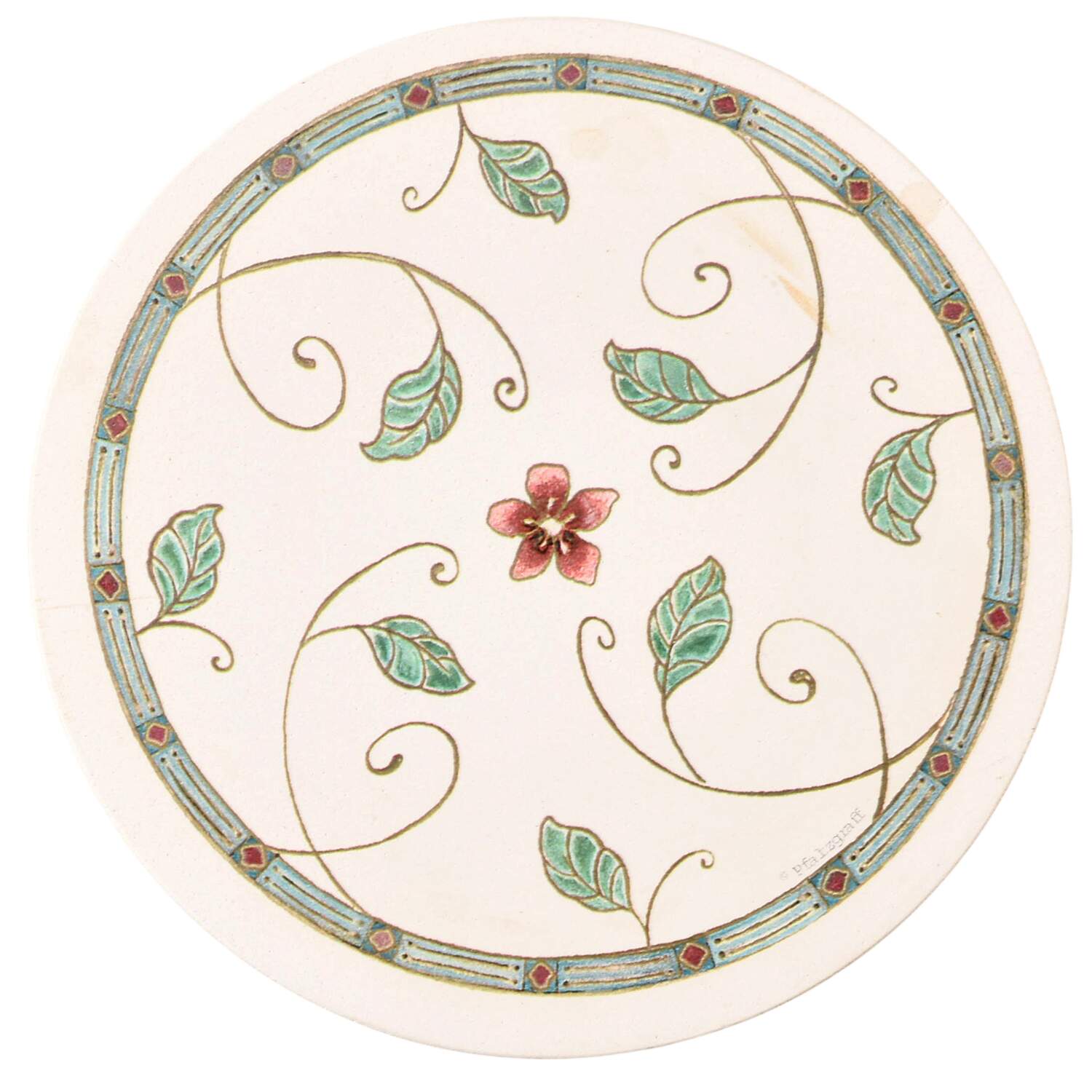 Mission Flower Cork Back Round Coaster by Pfaltzgraff-1