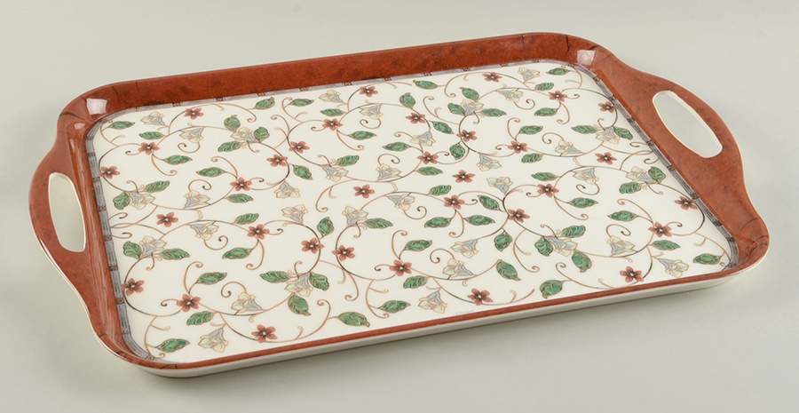 Mission Flower Handled Melamine Tray by Pfaltzgraff-1