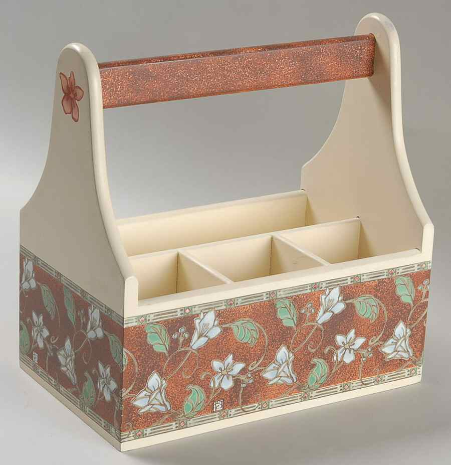 Mission Flower Wood Silverware/Napkin Caddy by Pfaltzgraff-1