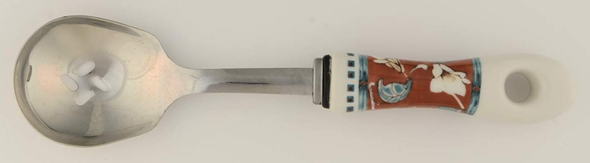 Mission Flower Slotted Serving Spoon with Stainless Bowl by Pfaltzgraff-1