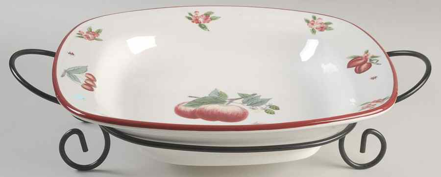 Delicious 14" Square Serving Pasta Bowl w/Metal Rack by Pfaltzgraff-1