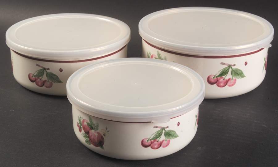 Delicious (3 Piece) Metal Bowl W/Plastic Lids (5", 6", 7") by Pfaltzgraff-1