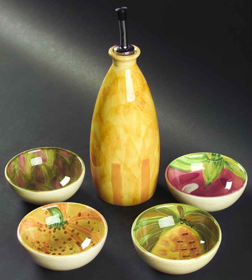 Central Market Oil Jar Drizzler with 4 Motif Dipping Dish by Pfaltzgraff-1