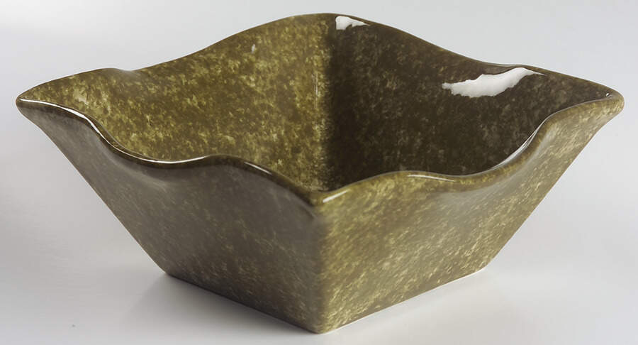 Onde Basil (Olive Green) 8" Square Vegetable Bowl by Presenttense-1