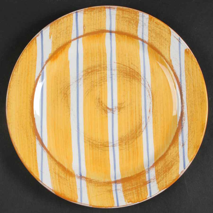 Stripes and Dots Yellow Dinner Plate by Presenttense-1
