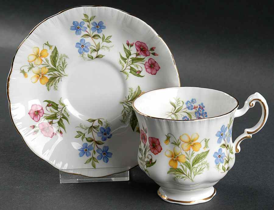 English Flowers (No Flower Name On Back) Footed Cup & Saucer Set by Paragon-1