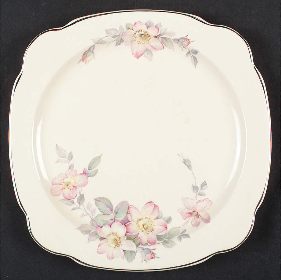 Gray Rose (Regina Shape) Square Salad Plate by Paden City-1