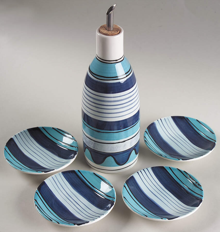 Cool River Oil Jar & Drizzler with 4 Dipping Bowls by Pfaltzgraff-1