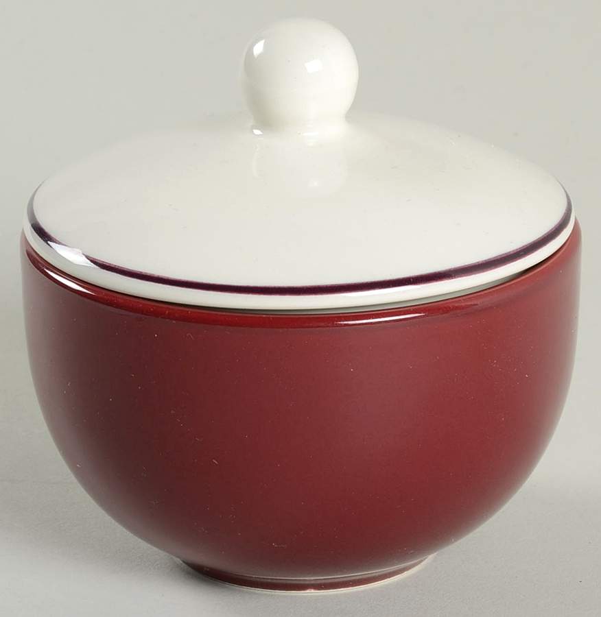 Spa Burgundy (Maroon Trim) Sugar Bowl & Lid by Pagnossin-1