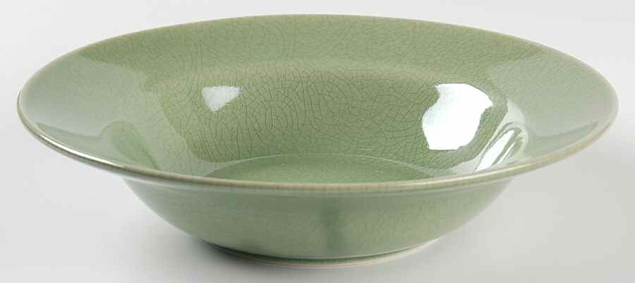 Crackle Green Rim Soup Bowl by Pottery Barn China-1