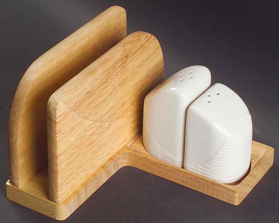 Sand and Seas Sail Salt & Pepper Set on Wood Napkin Holder Tray by Pfaltzgraff-1