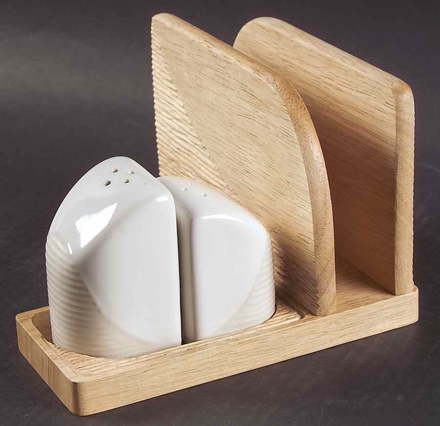 Sand & Seas Sandbar Salt & Pepper Set on Wood Napkin Holder Tray by Pfaltzgraff-1
