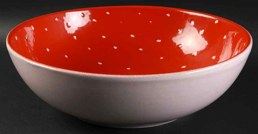 Linen Dot Ruby 11" Round Vegetable Bowl by Presenttense-1