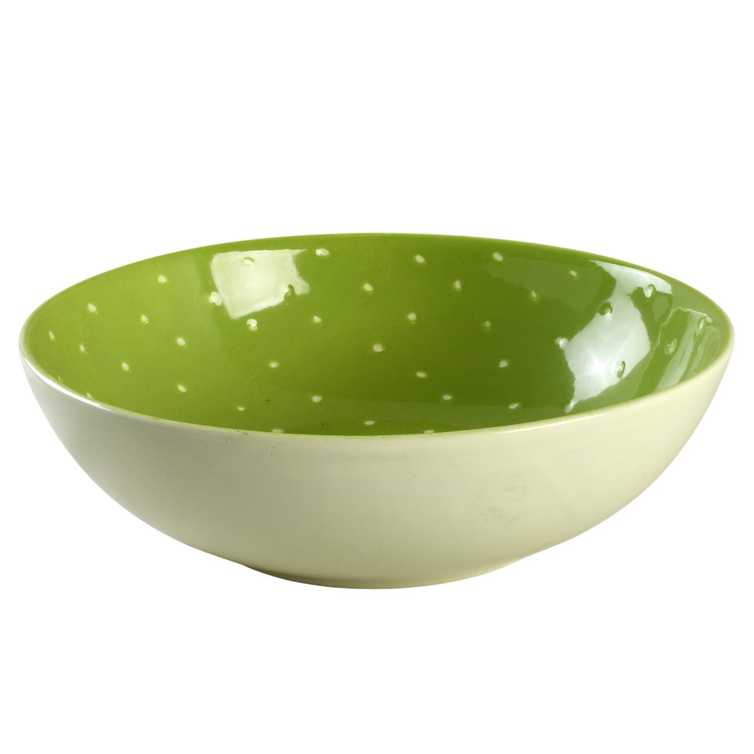 Linen Dot Lime 11" Round Vegetable Bowl by Presenttense-1
