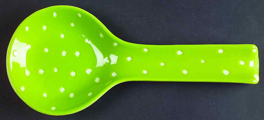 Linen Dot Lime Spoon Rest/Holder (Holds 1 Spoon) by Presenttense-1