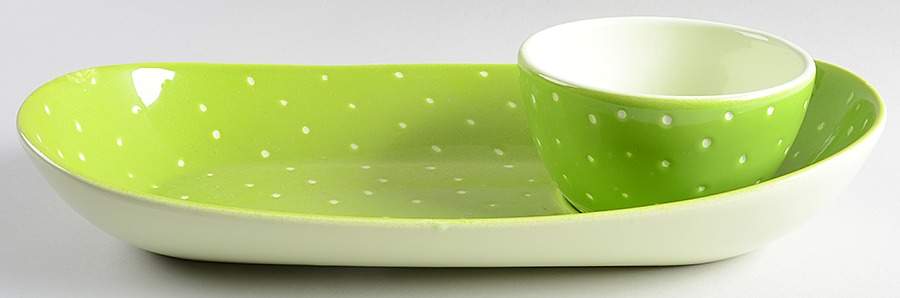 Linen Dot Lime (2 Piece) Chip & Dip Set by Presenttense-1