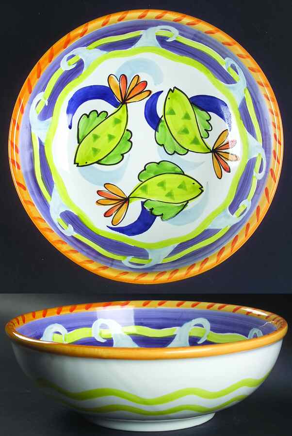 River Fish 10" Round Vegetable Bowl by Presenttense-1