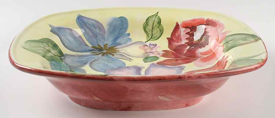Flower Market 14" Square Pasta Serving Bowl by Pfaltzgraff-1