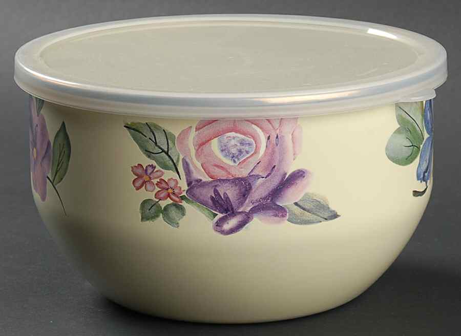 Flower Market 7" Metal Bowl & Plastic Lid by Pfaltzgraff-1