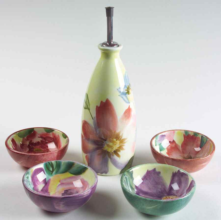 Flower Market Oil Jar Drizzler with 4 Motif Dipping Dish by Pfaltzgraff-1