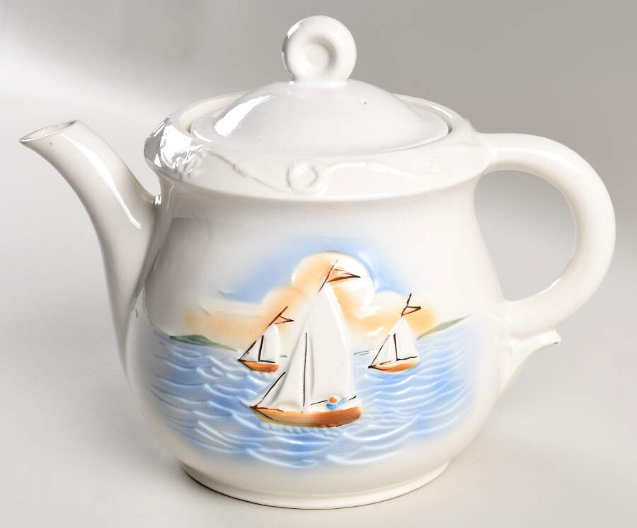 Nautical Large Tea Pot & Lid by Porcelier-1