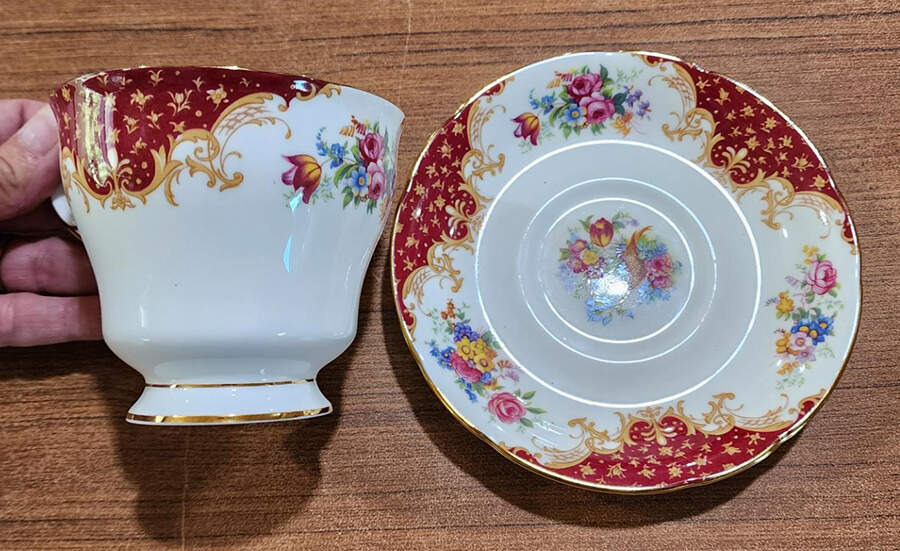 Rockingham Red (Bouquet Center) Footed Cup & Saucer Set by Paragon-1