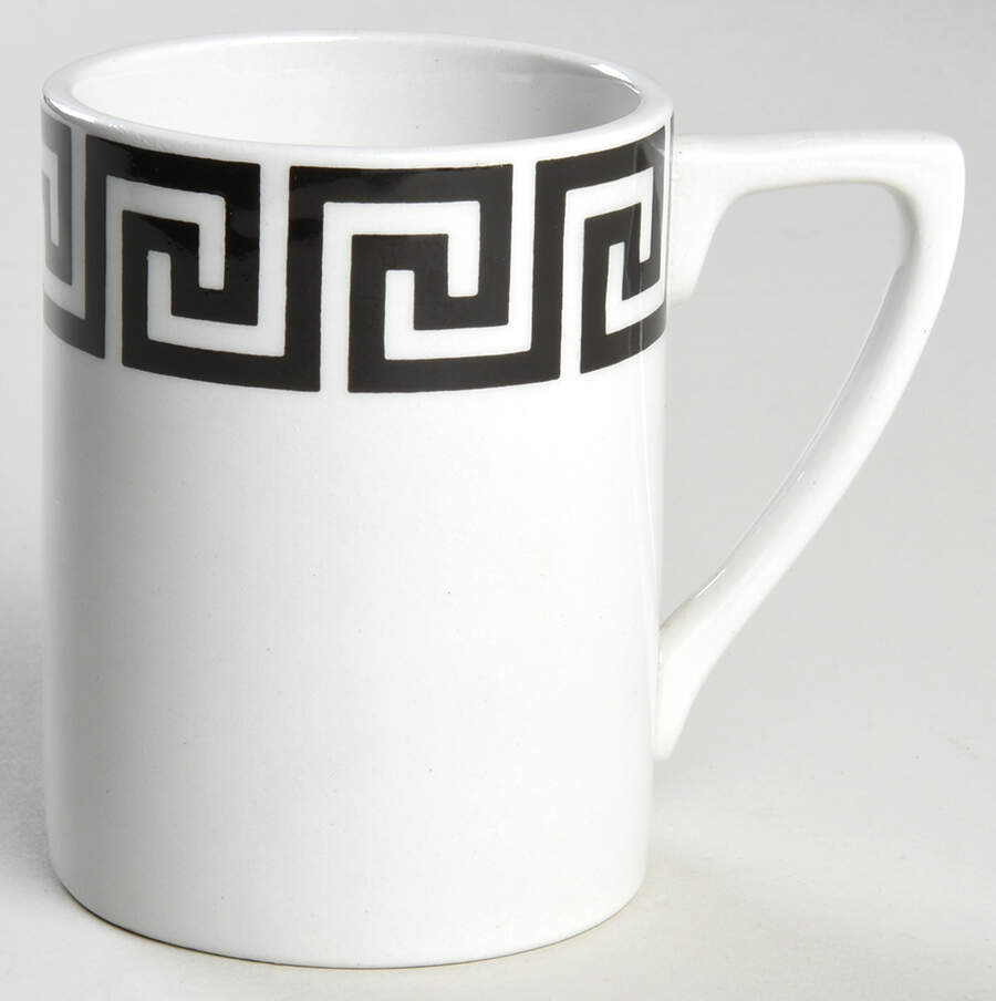Greek Key Black White Flat Demitasse Cup by Portmeirion-1