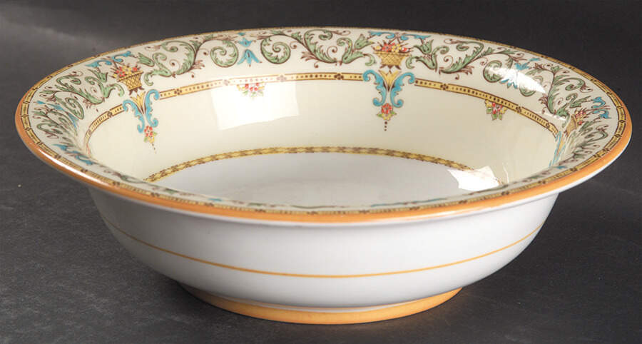 Adam (Green & Aqua Scrolls) 8" Round Vegetable Bowl by Paragon-1