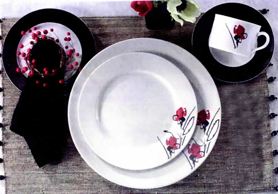 Red Flower Dinner Plate by Porcel-1