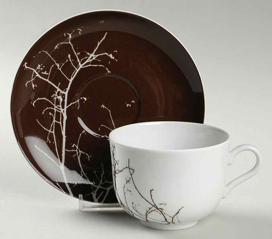 Tree Flat Cup & Saucer Set by Porcel-1