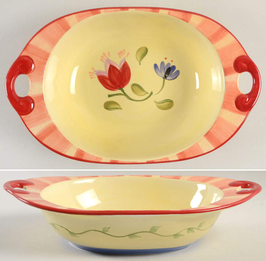 Napoli (Stoneware) 12" Nesting Handled Oval Serving Bowl by Pfaltzgraff-1