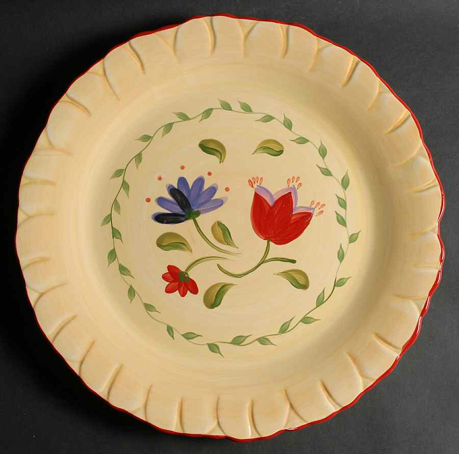 Napoli (Stoneware) 13" Flower Round Serving Platter by Pfaltzgraff-1