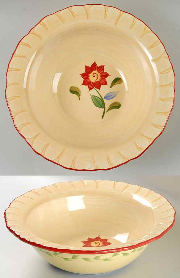 Napoli (Stoneware) 28 Oz Round Flower Serving Bowl by Pfaltzgraff-1
