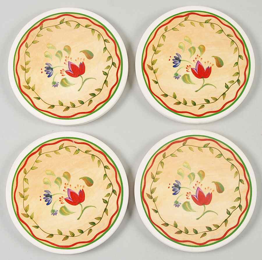 Napoli (Stoneware) Round (Thirsty) Stone Coaster - Set of 4 by Pfaltzgraff-1