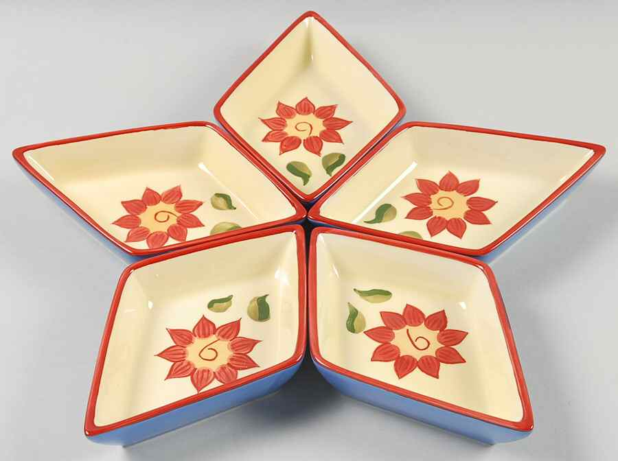 Napoli (Stoneware) 5 Individual Section Star Shaped Dish by Pfaltzgraff-1