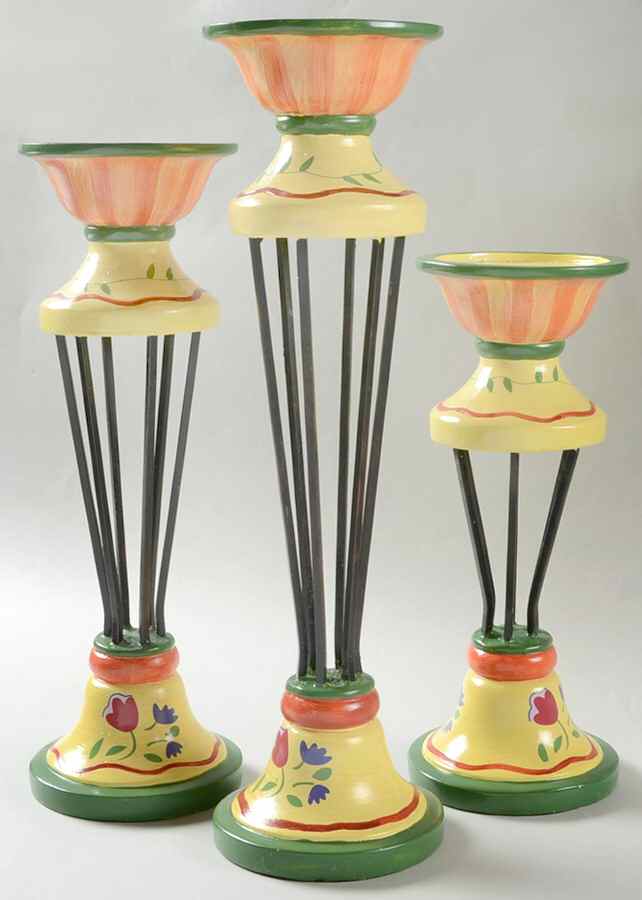 Napoli (Stoneware) Metal & Resin Candleholder - Set of 3 by Pfaltzgraff-1