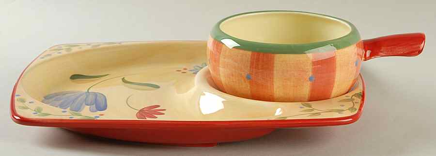 Napoli (Stoneware) Snack Set with 11" (SNTR11) Tray & Stick Handle Soup (SOH) by Pfaltzgraff-1