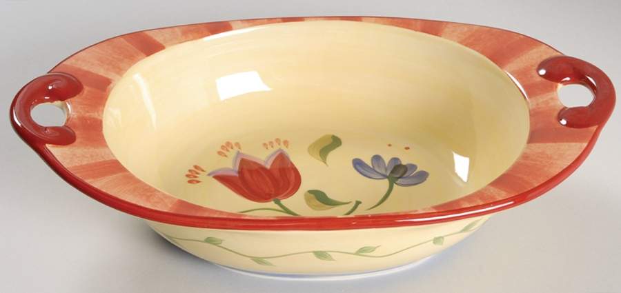 Napoli (Stoneware) 13" Nesting Handled Oval Serving Bowl by Pfaltzgraff-1